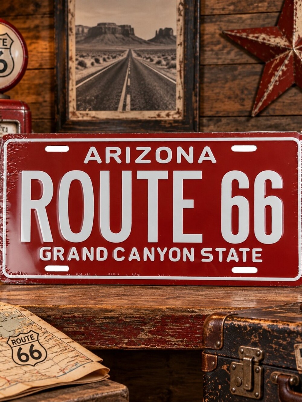 ARIZONA ROUTE 66 License Plate Metal Embossed Car Truck Novelty Sign Wall Decor